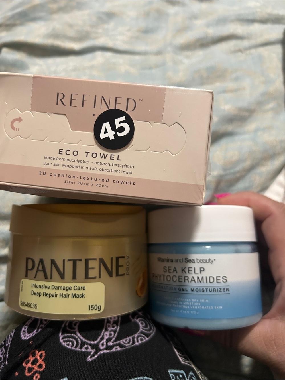 Refined Eco Towel & Pantene Hair Mask with Sea Kelp Moisturizer bundle